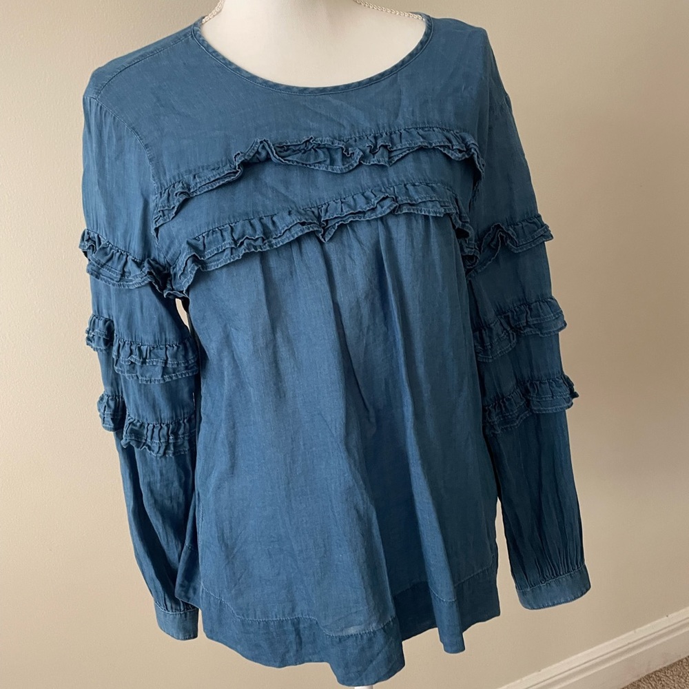 J Crew blouse with ruffle detail
